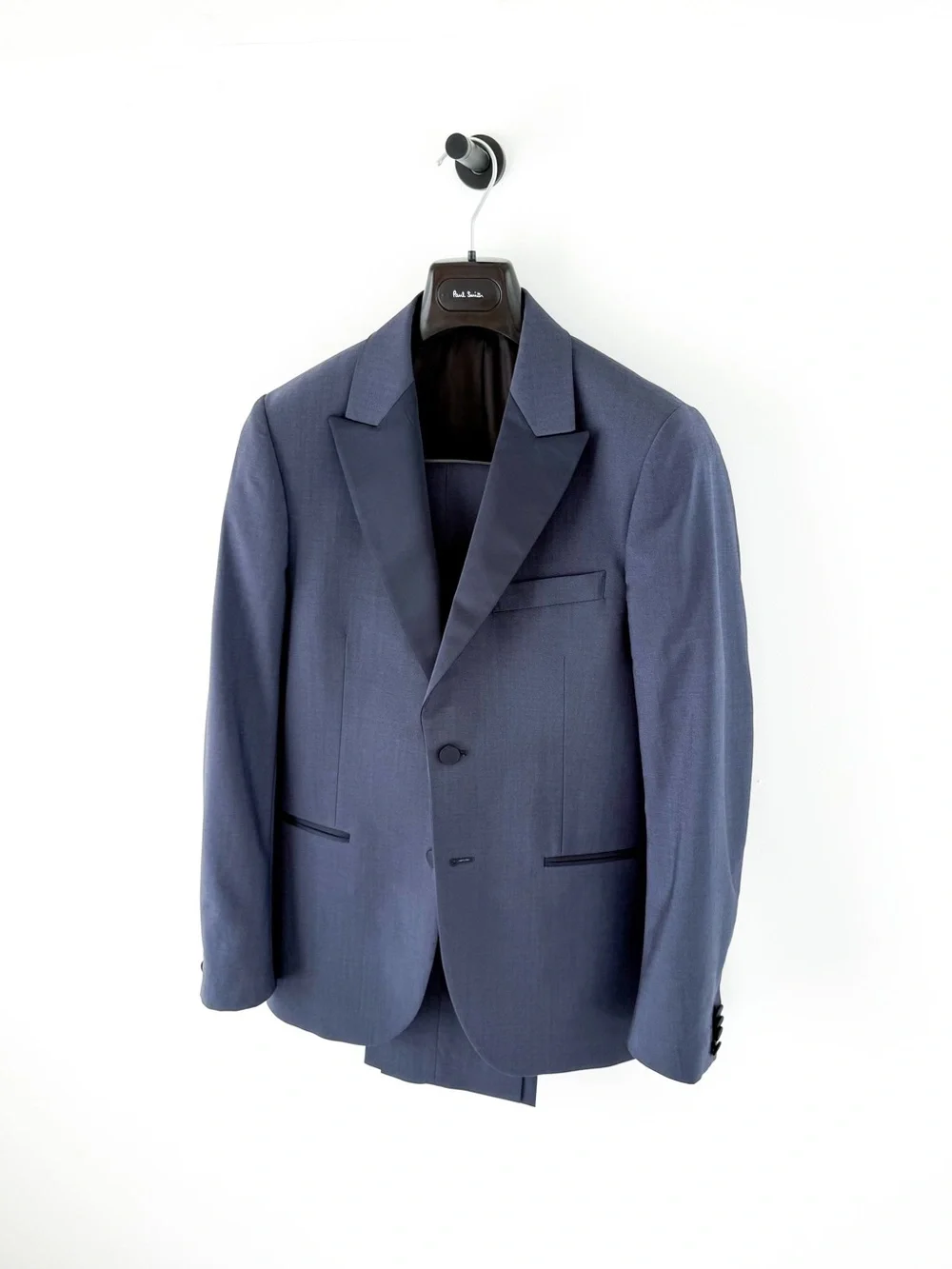 Paul Smith Men's Soho Fit Navy Peak Satin Lapel Suit Tuxedo Italian Wool 38R